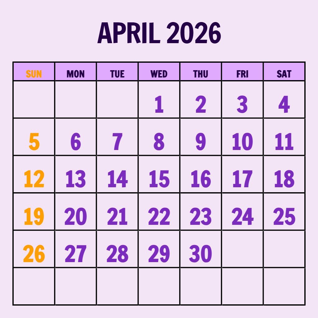 Cute April 2026 Calendar Free Printable Pdf Planning PDF Download