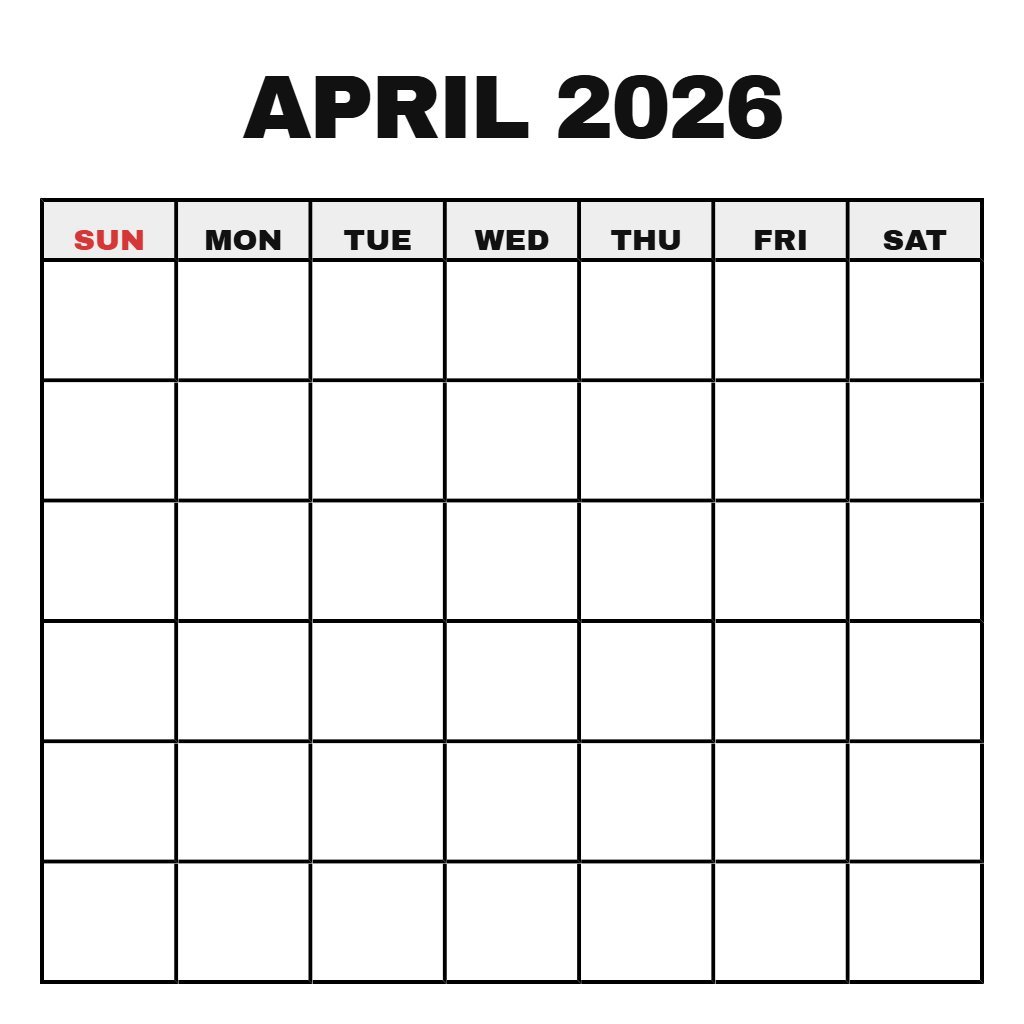 April 2026 Calendar Free Printable Pdf Blank PDF Download