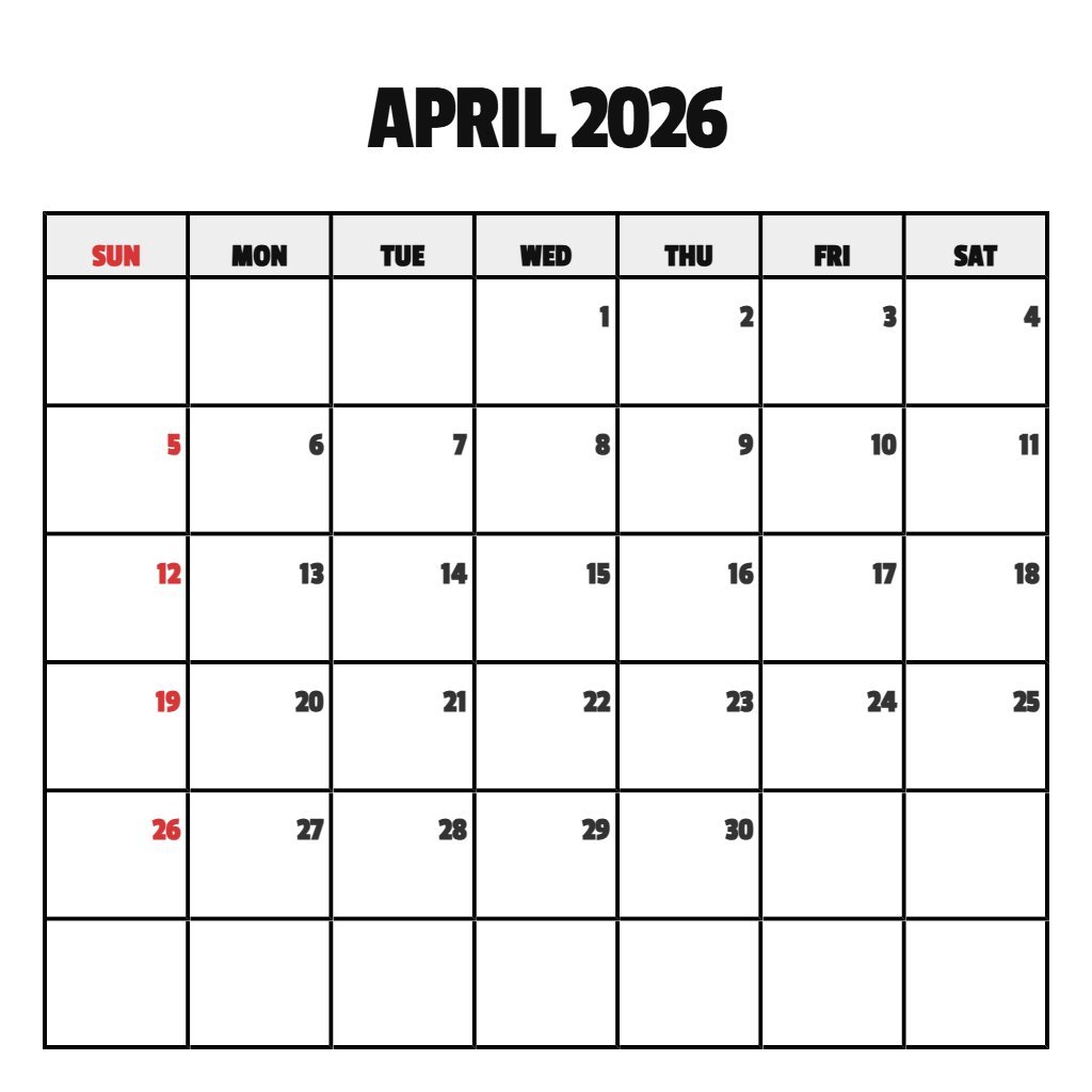Editable April 2026 Calendar Printable Pdf Planning PDF Download Editable April 2026 Calendar Printable Pdf Planning PDF Download