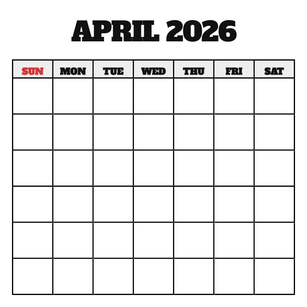 April 2026 Calendar Printable Pdf Free Download Blank PDF Download