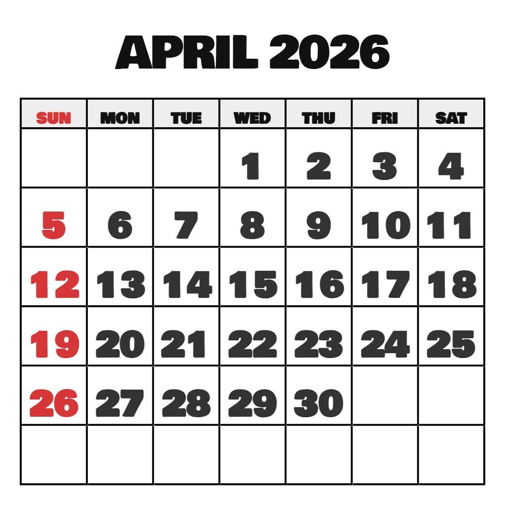 April 2026 Calendar Printable Pdf Free Download PDF Download