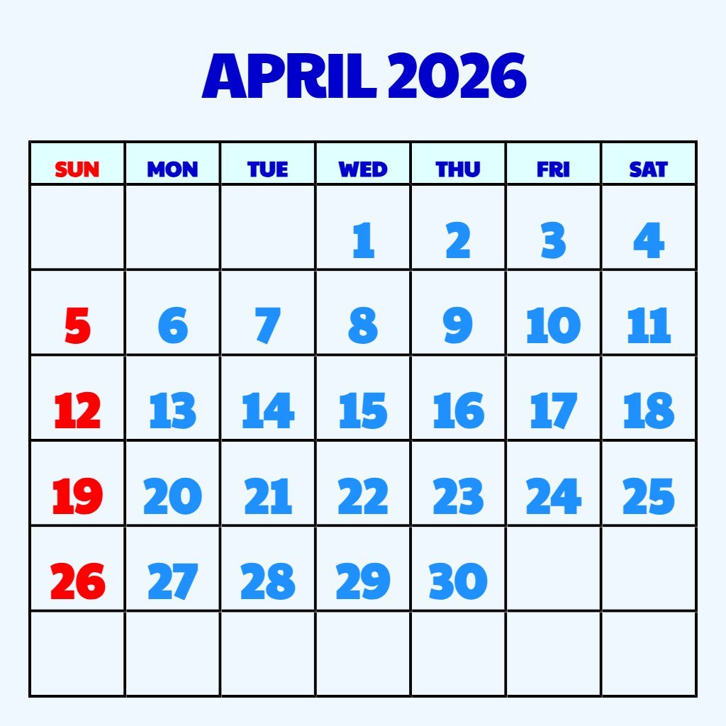 Editable April 2026 Calendar Printable With Holidays Notes PDF Download