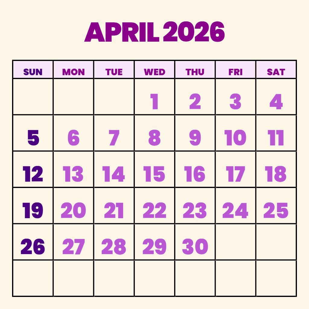 Custom April 2026 Calendar Printable With Lines Wallpaper PDF Download Custom April 2026 Calendar Printable With Lines Wallpaper PDF Download