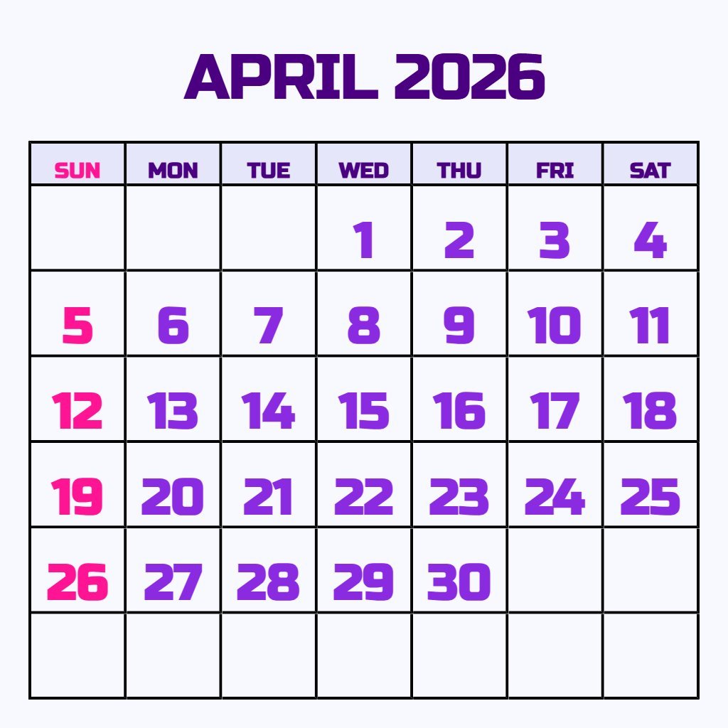Custom April 2026 Calendar Printable With Lines Wallpaper PDF Download Custom April 2026 Calendar Printable With Lines Wallpaper PDF Download