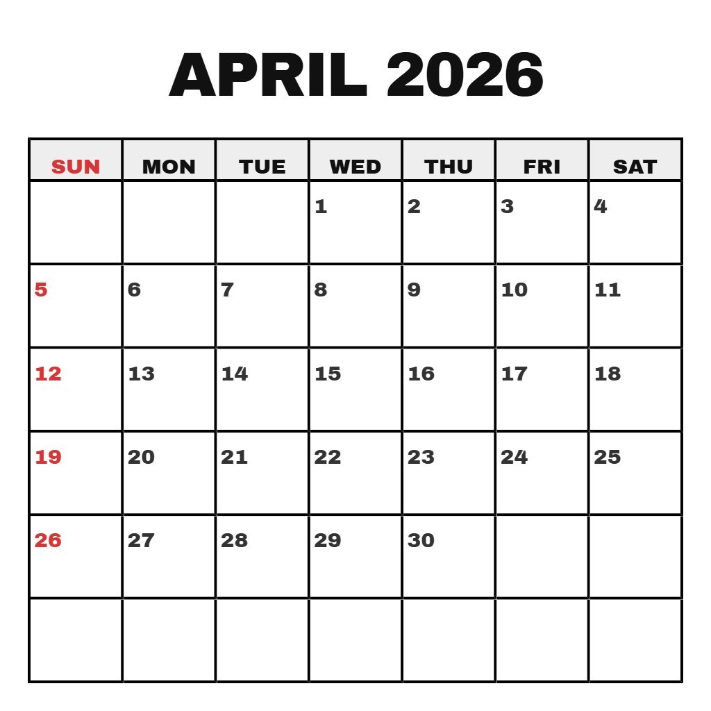 Editable April 2026 Printable Calendar With Holidays Planning PDF Download
