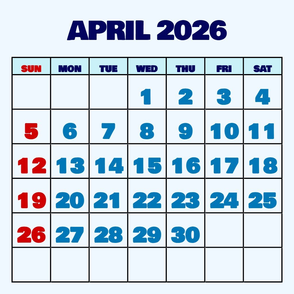 Free April 2026 Printable Calendar With Holidays Planning PDF Download