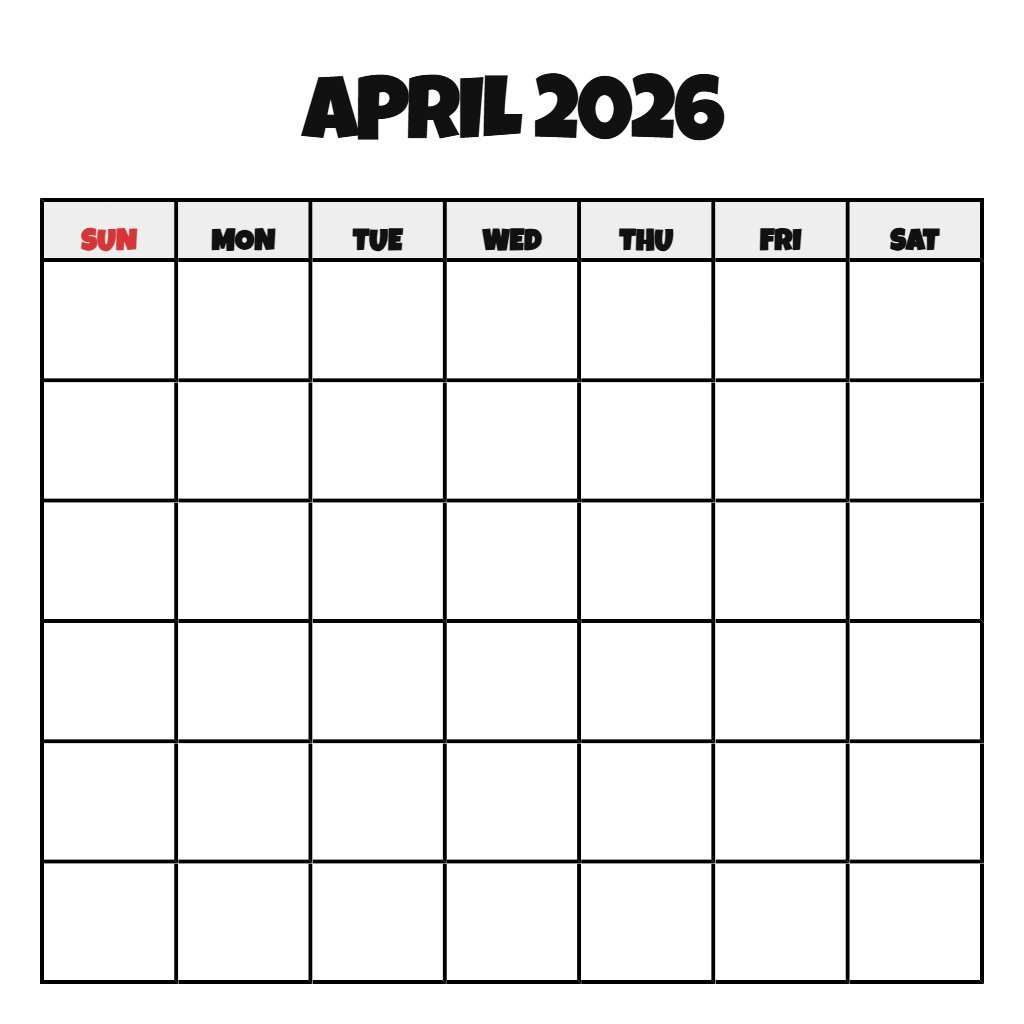April 2026 Printable Calendar With Holidays Blank PDF Download