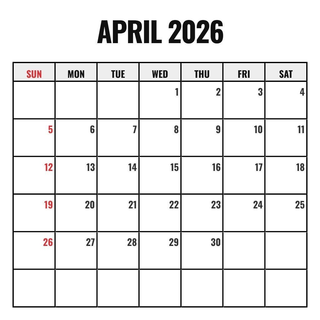 Free April May 2026 Calendar Printable Planning PDF Download