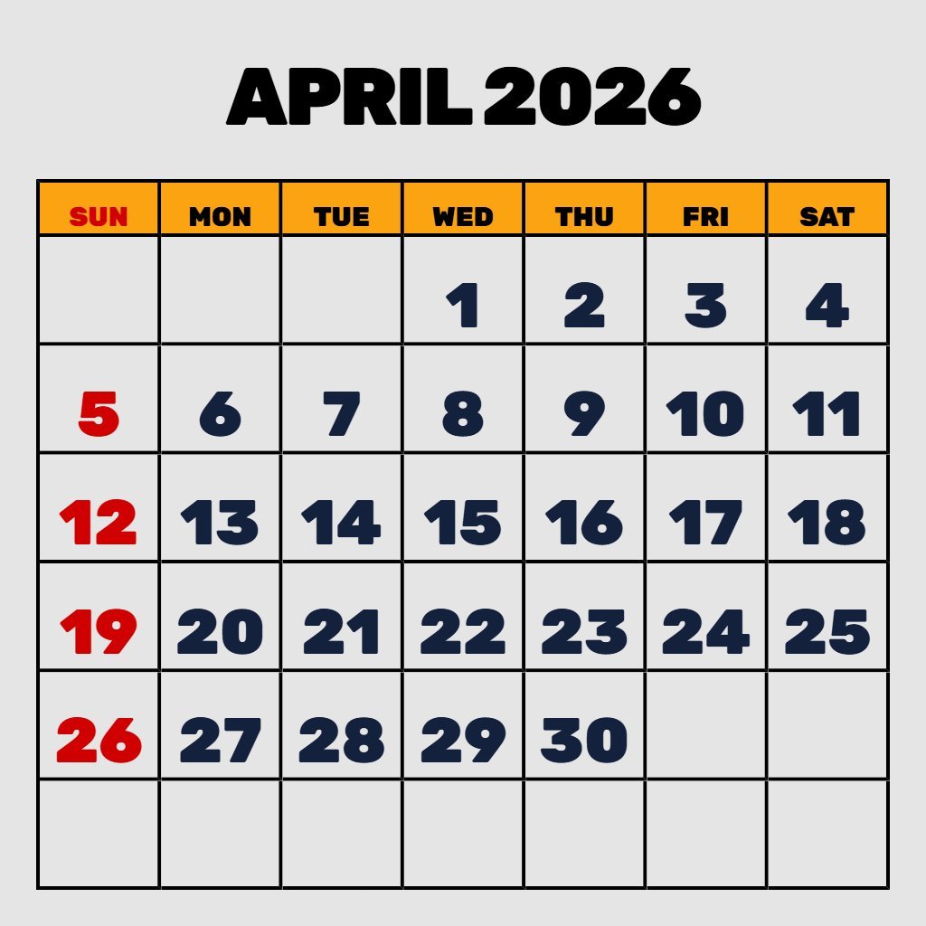Cute April May 2026 Calendar Printable Notes PDF Download