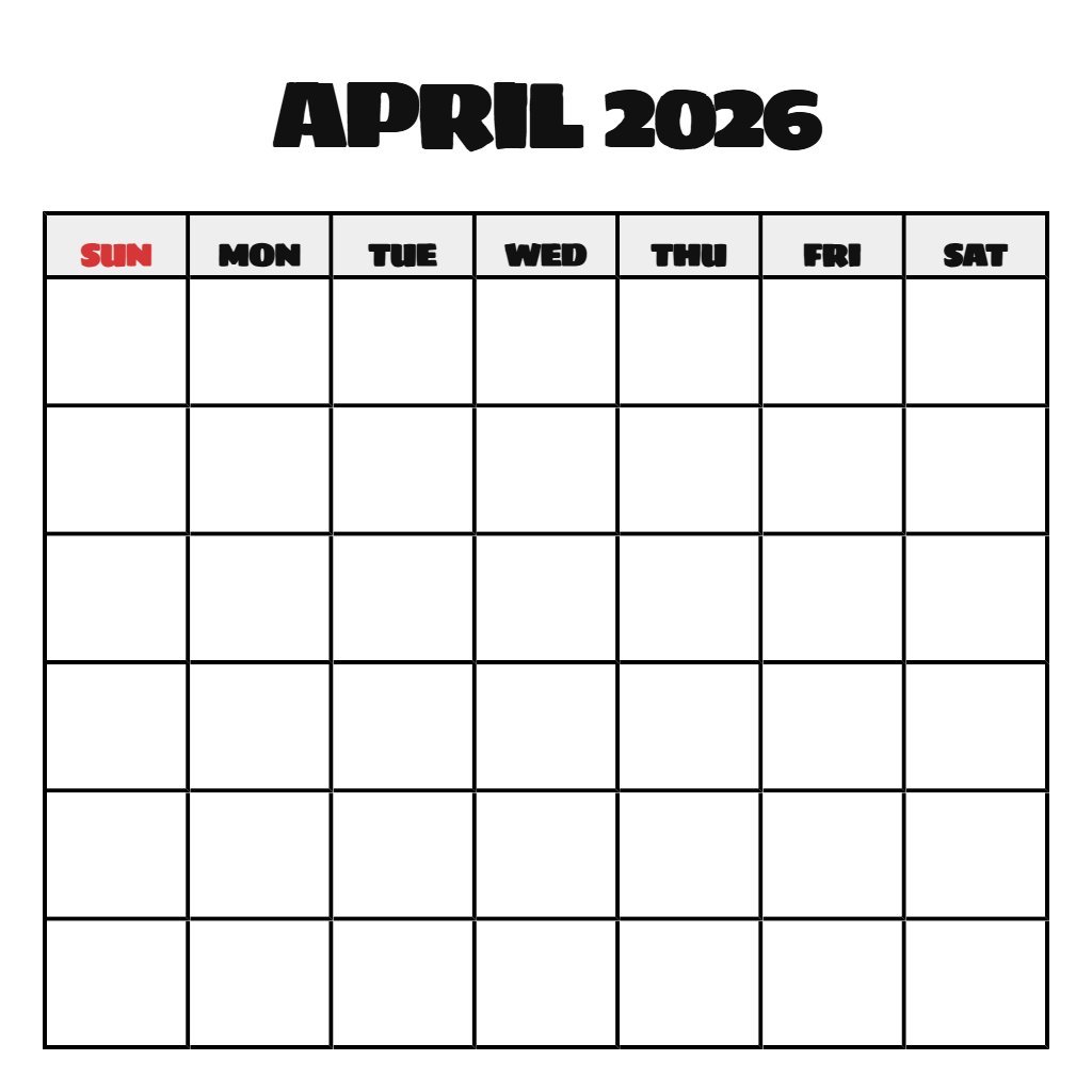 April May June 2026 Calendar Printable Blank PDF Download