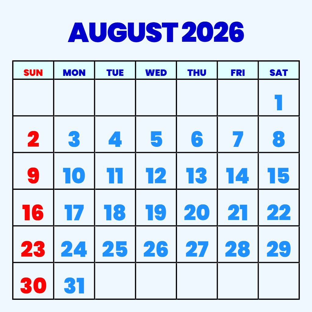 Editable August Calendar Free Printable 2026 Notes PDF Download