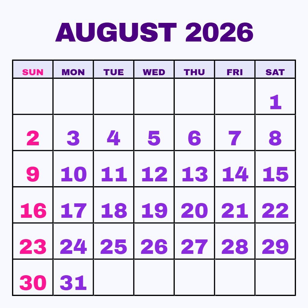 Editable August September October 2026 Calendar Printable Wallpaper PDF Download