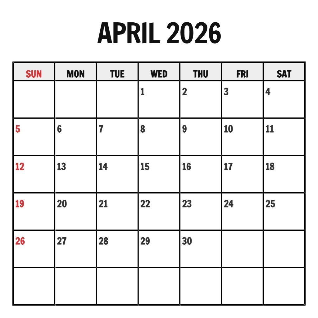 Custom Blank April 2026 Calendar Printable Wallpaper PDF Download Custom Blank April 2026 Calendar Printable Wallpaper PDF Download