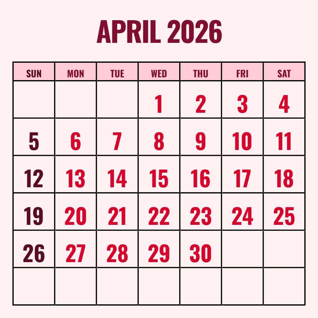 Free Blank April 2026 Calendar Printable Pdf Wallpaper PDF Download