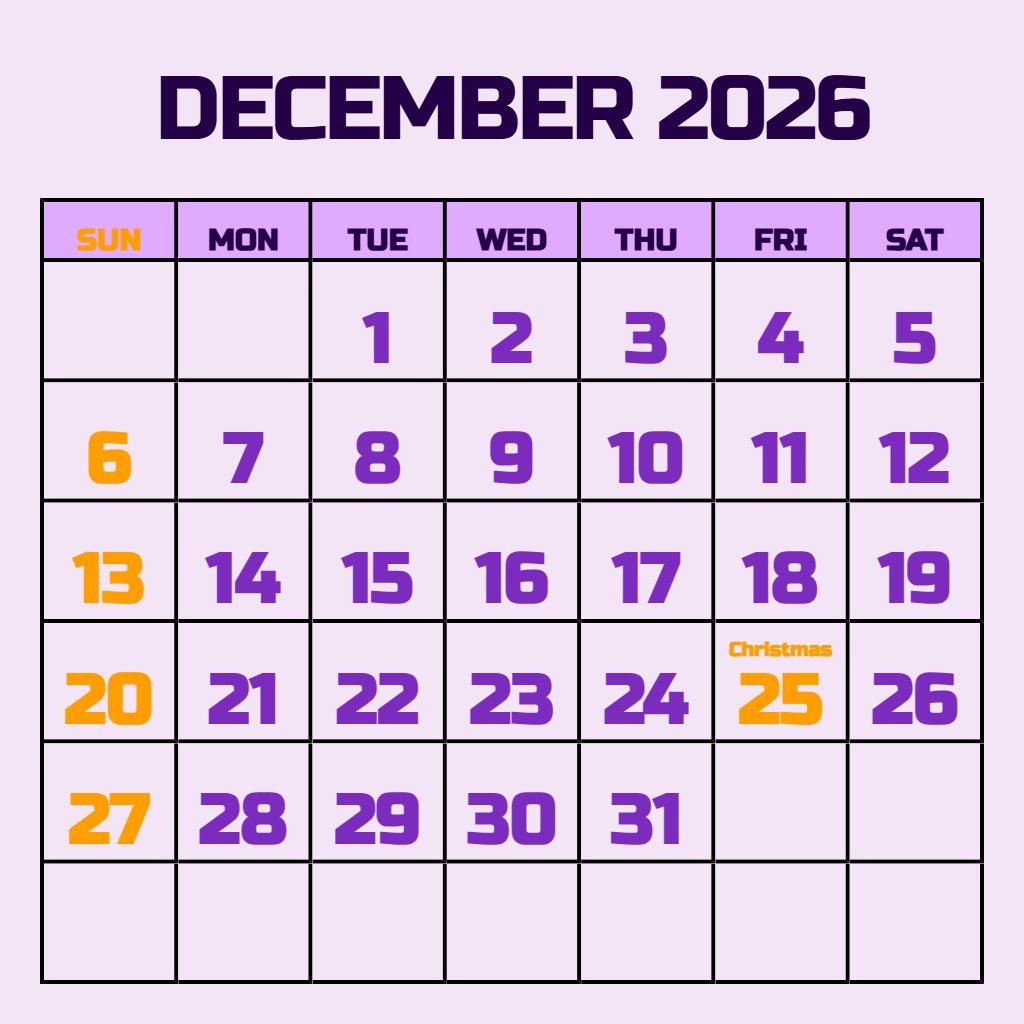 Editable Blank December 2026 Calendar Printable Pdf Notes PDF Download