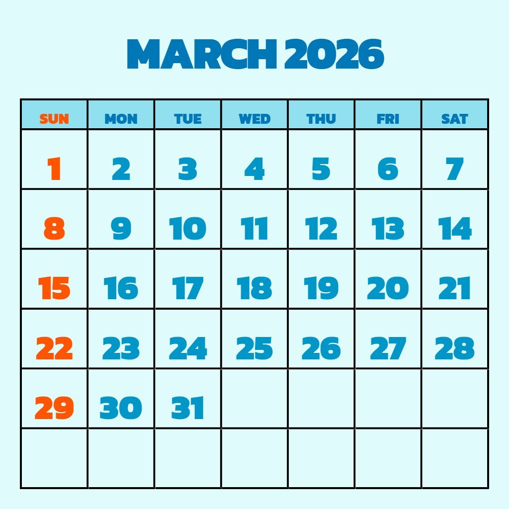 Free Blank March 2026 Calendar Printable Planning PDF Download Free Blank March 2026 Calendar Printable Planning PDF Download
