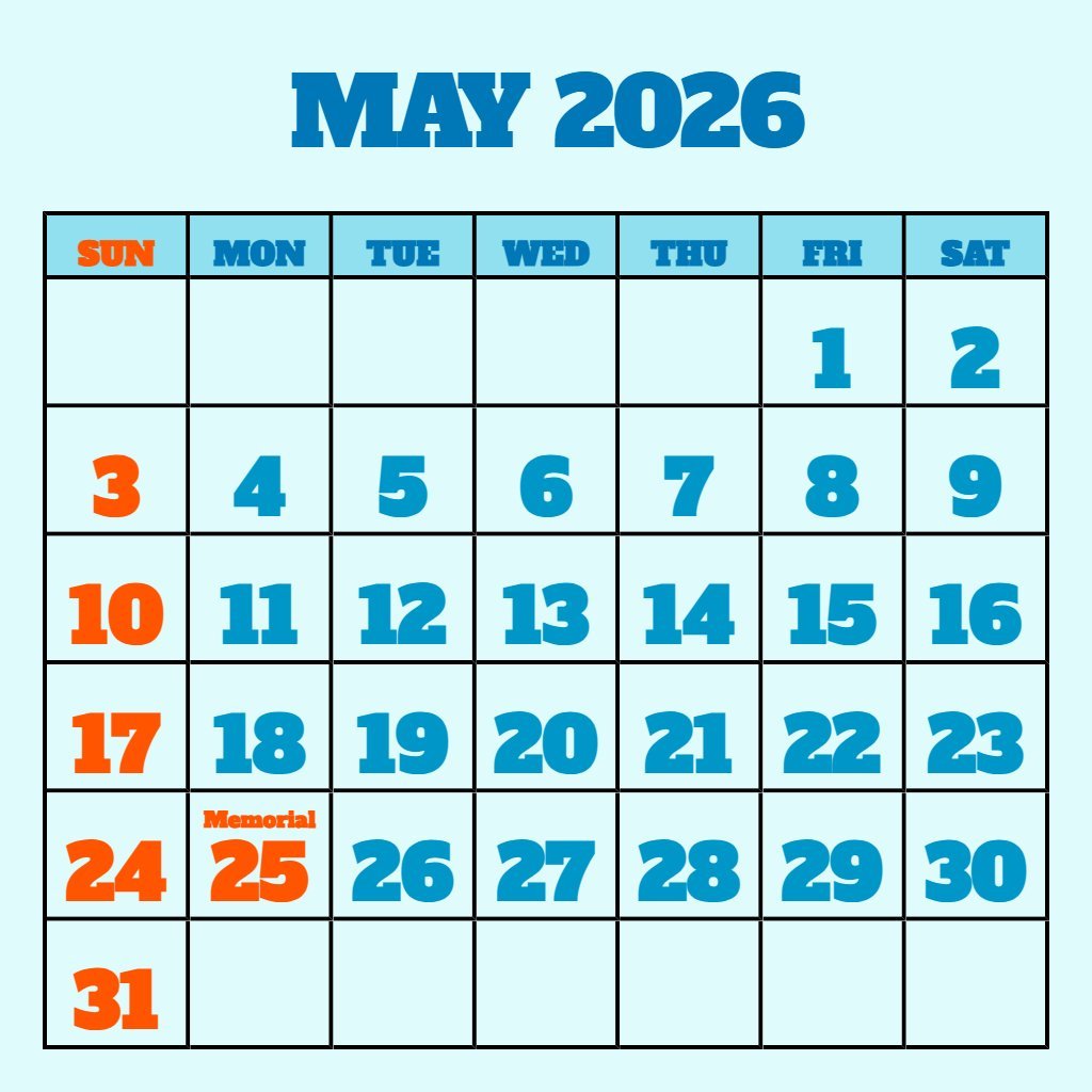 Editable Blank May 2026 Calendar Printable Pdf Notes PDF Download