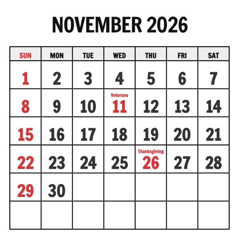 Blank November 2026 Calendar Printable Pdf PDF Download