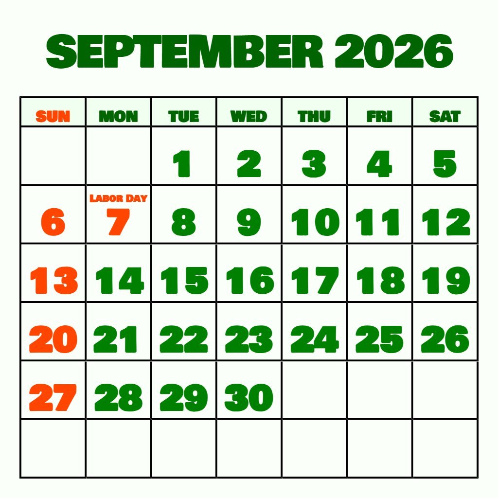 Cute Blank September 2026 Calendar Printable Pdf Schedule PDF Download Cute Blank September 2026 Calendar Printable Pdf Schedule PDF Download