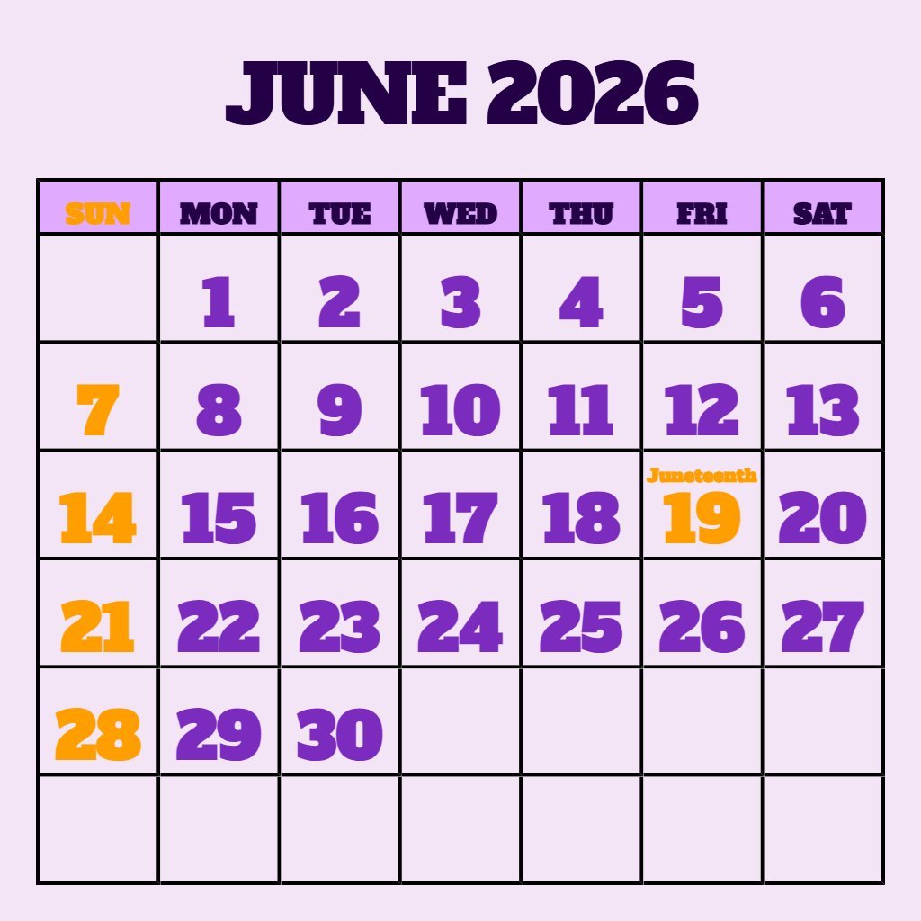 Editable Calendar For June 2026 Printable Schedule PDF Download