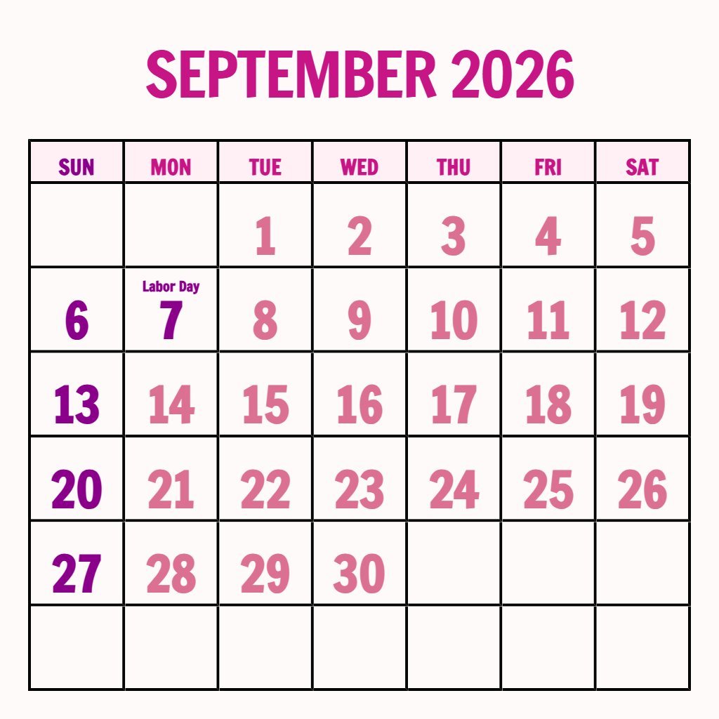 Free Calendar For September 2026 Notes Download Free Calendar For September 2026 Notes Download