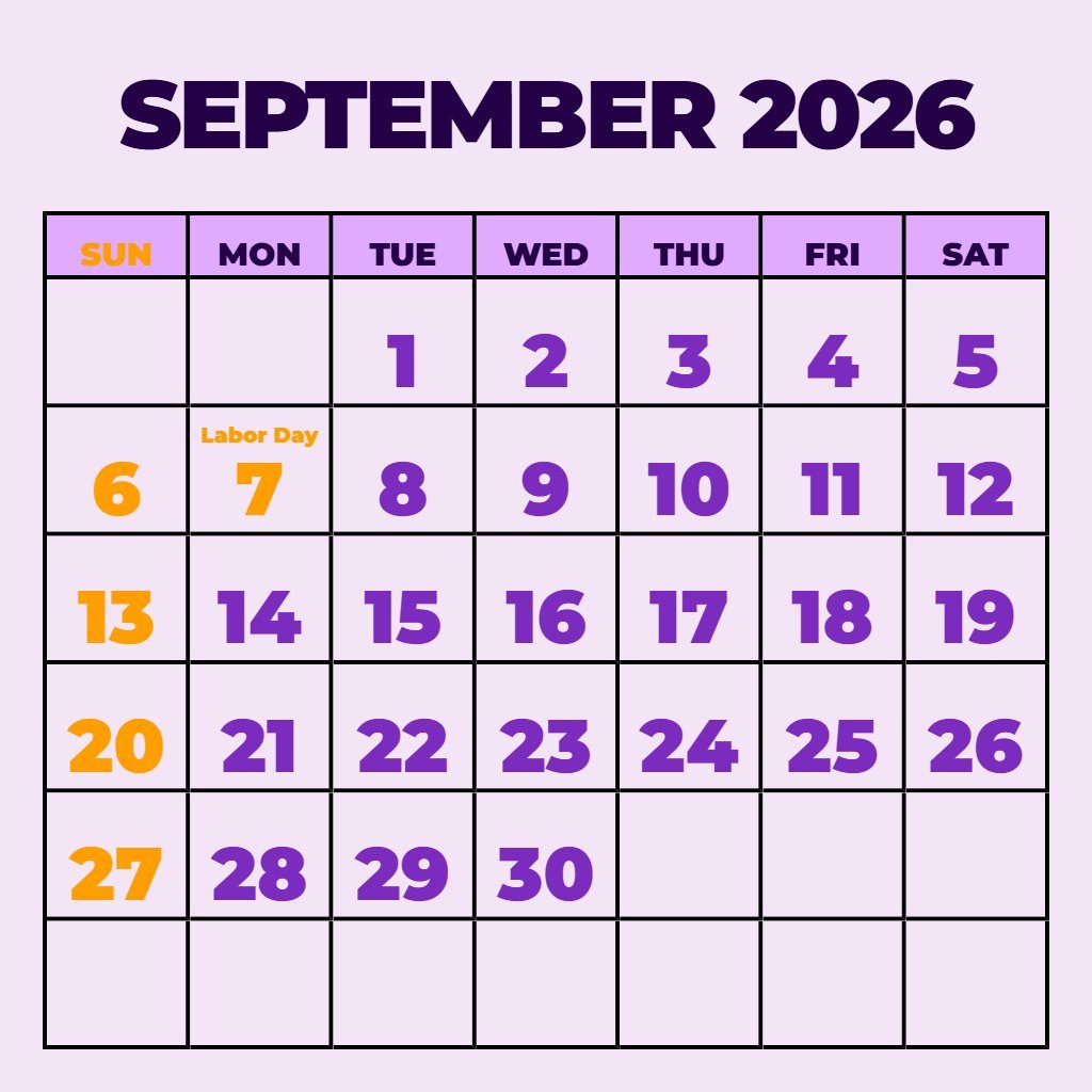 Free Calendar For September 2026 Notes PDF Free Calendar For September 2026 Notes PDF