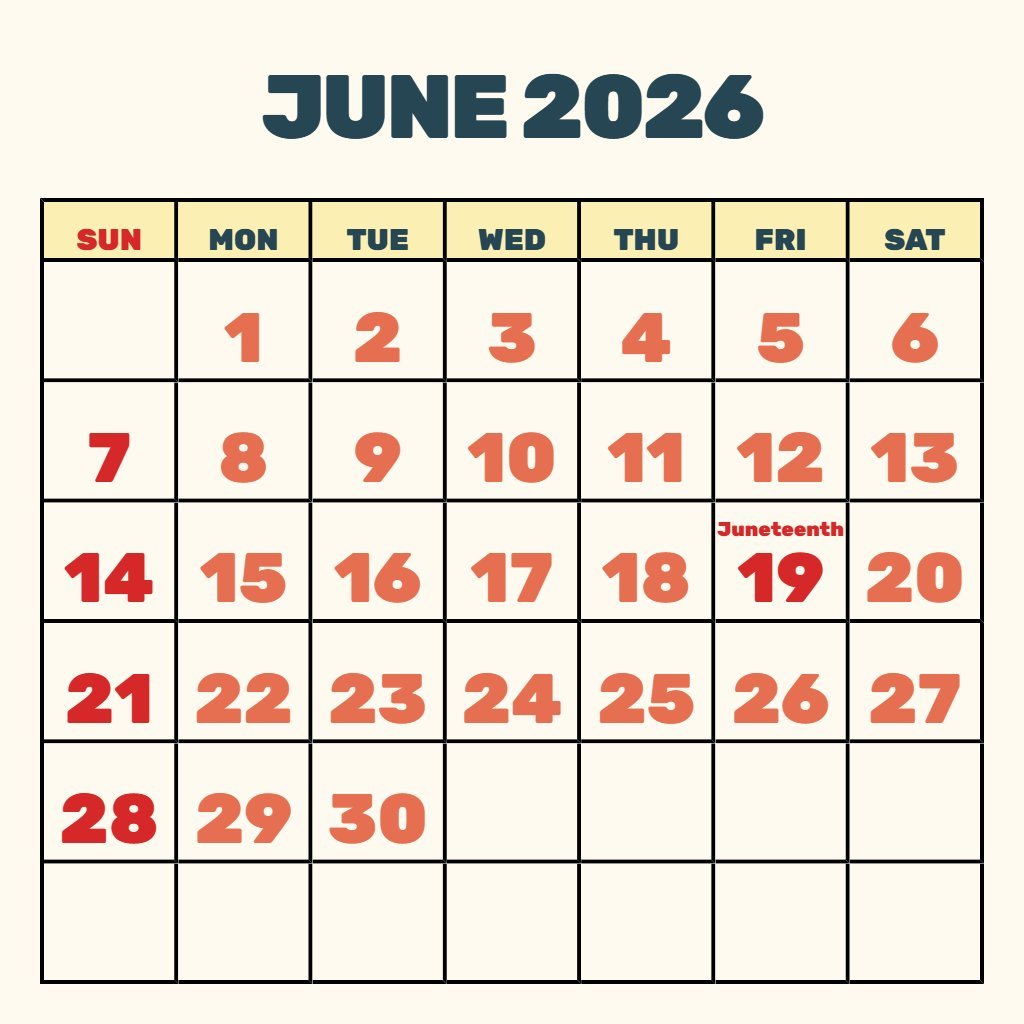 Editable Calendar June 2026 Printable Free Notes PDF Download
