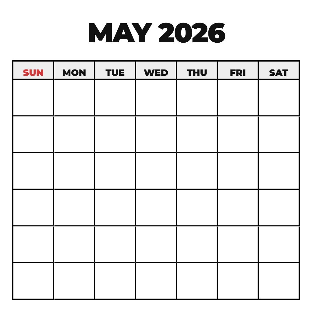 Calendar May 2026 Free Blank Download Calendar May 2026 Free Blank Download