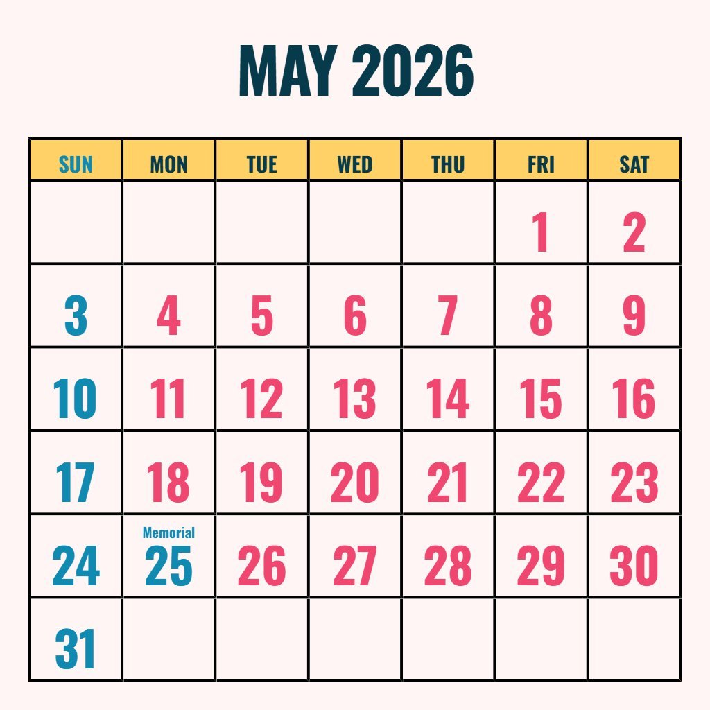 Free Calendar May June 2026 Printable Schedule PDF Download Free Calendar May June 2026 Printable Schedule PDF Download