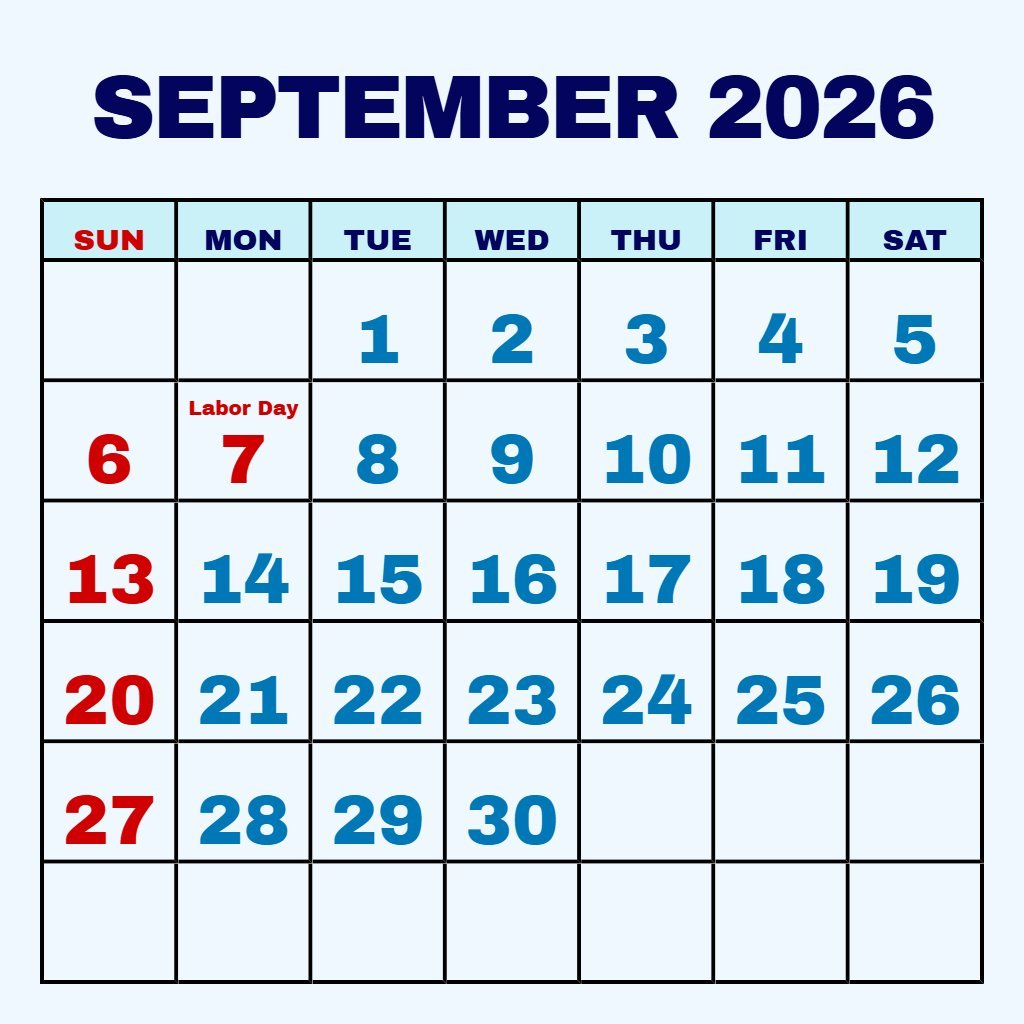 Free Cute September 2026 Calendar Printable Planning PDF Download