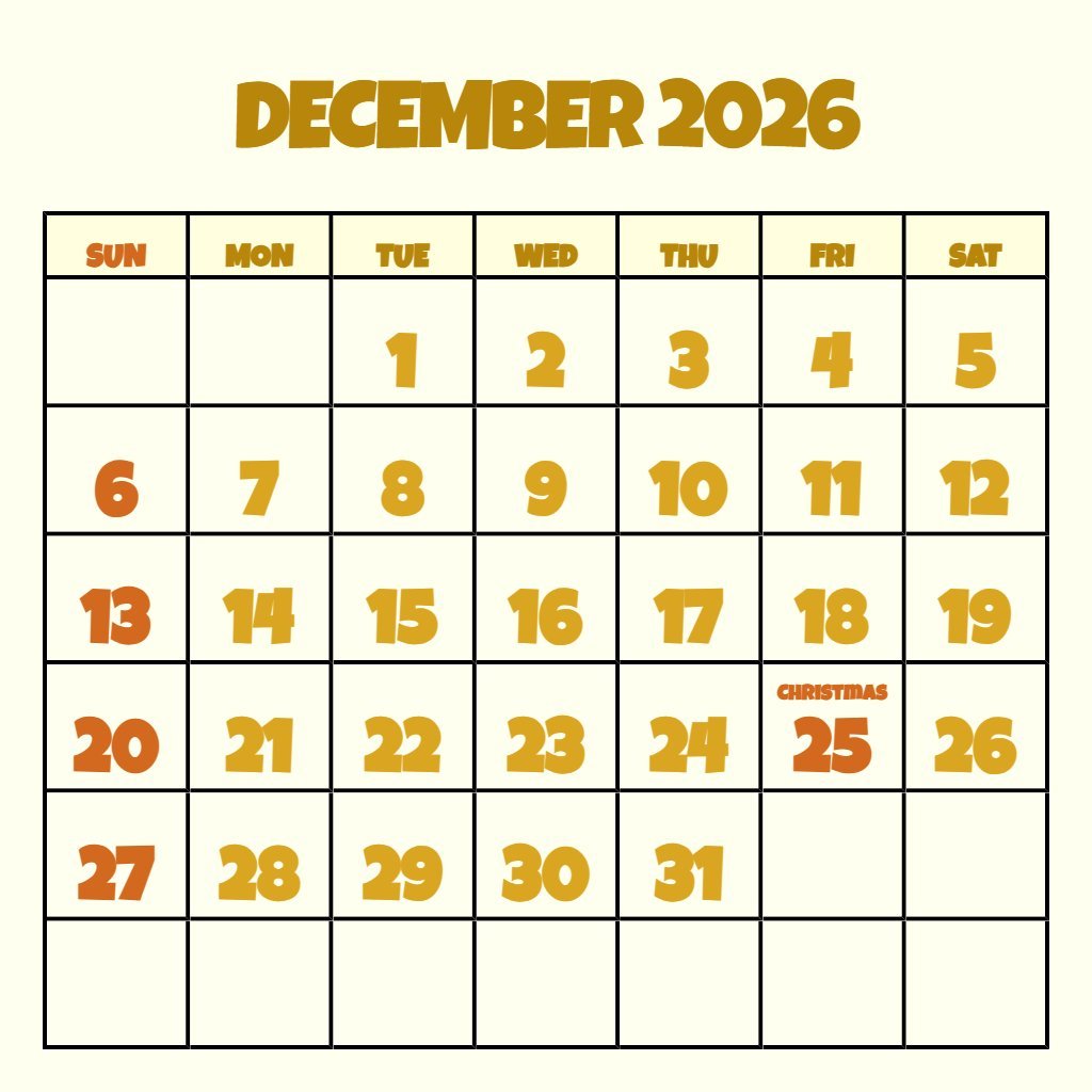 Free December 2026 And January 2026 Calendar Printable Schedule PDF Download Free December 2026 And January 2026 Calendar Printable Schedule PDF Download