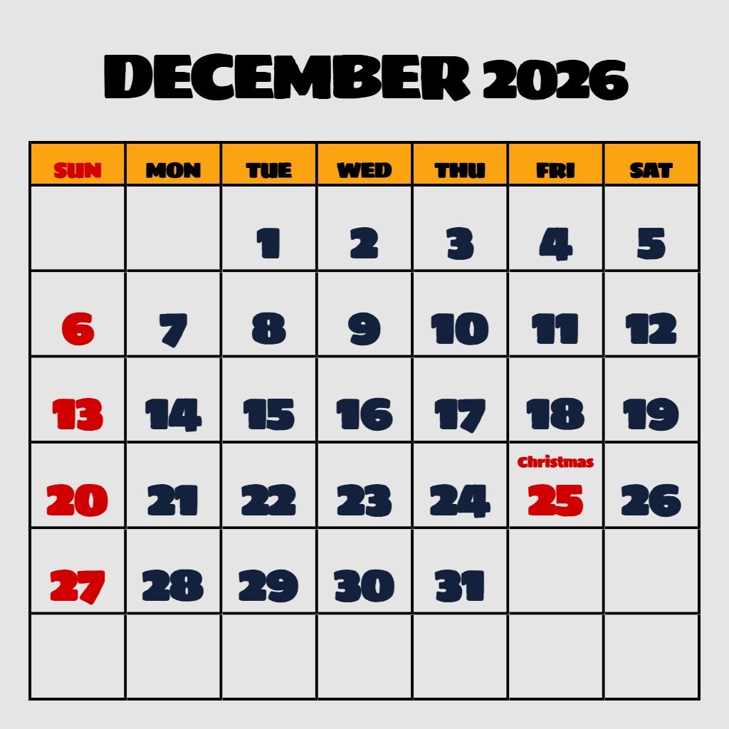Cute December 2026 Calendar Printable Pdf Notes PDF Download