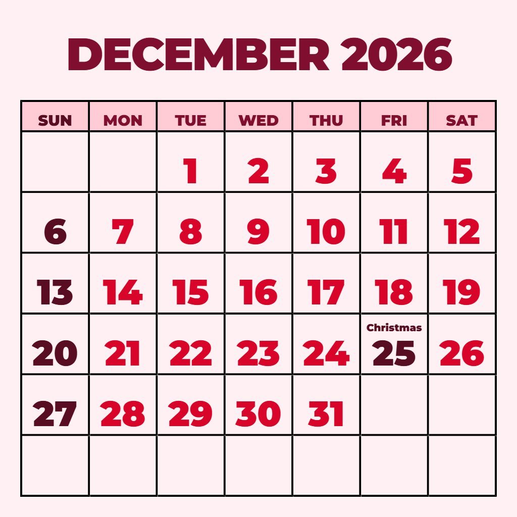Editable December 2026 Calendar Printable Pdf Wallpaper PDF Download