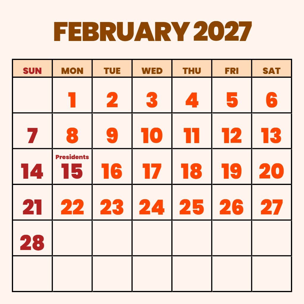 Free Feb 2027 Calendar Printable Free Planning PDF Download