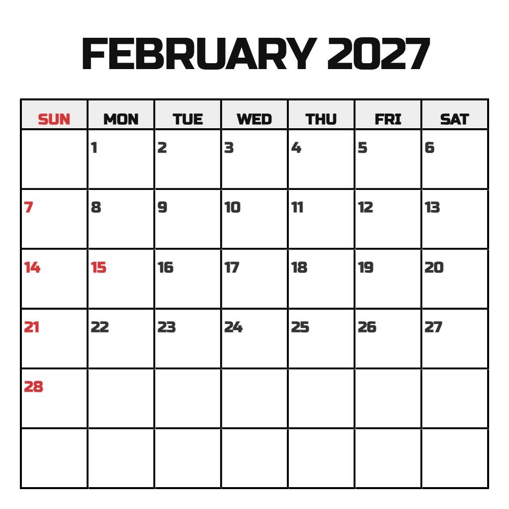 Cute February 2027 Calendar Printable Pdf Notes PDF Download