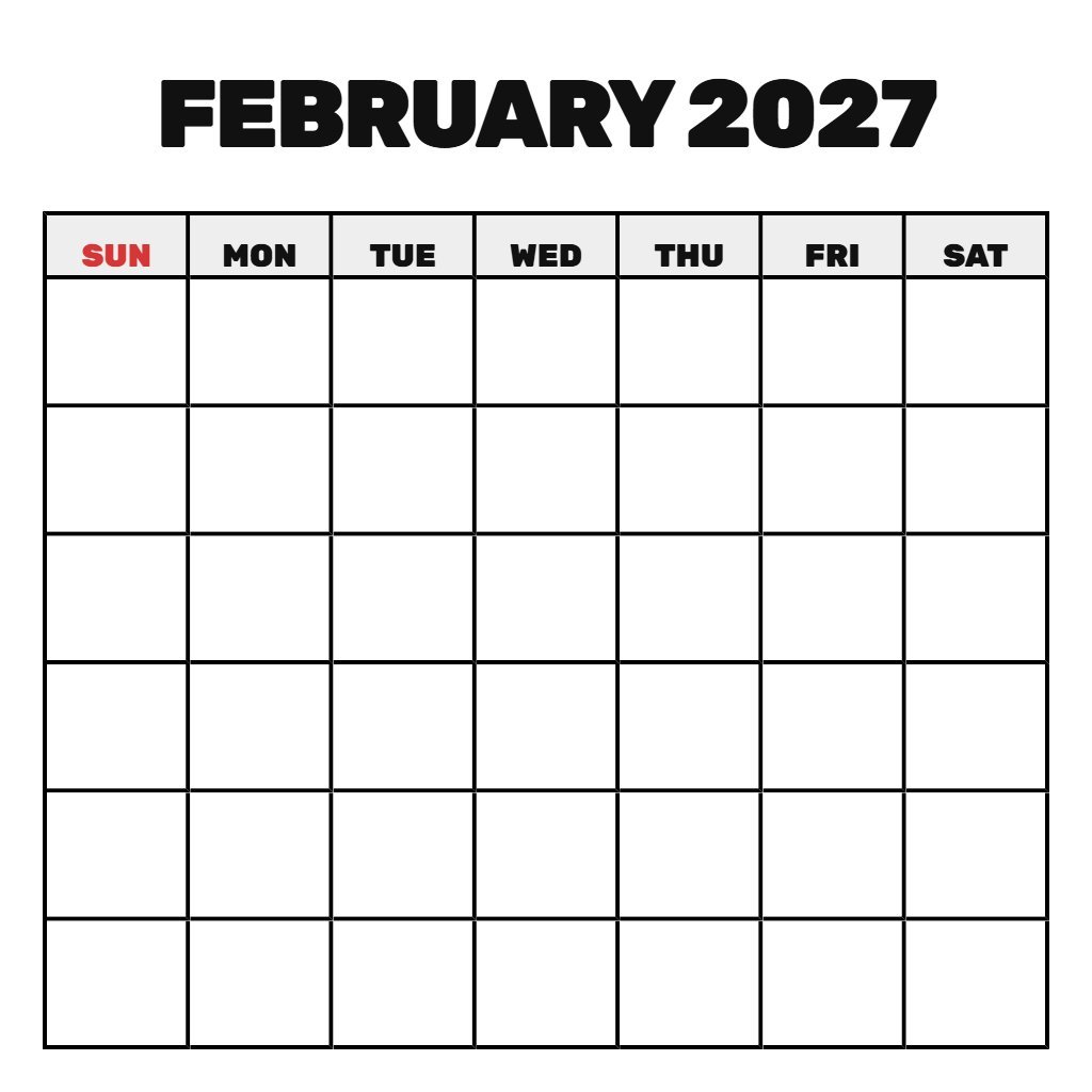 February And March 2027 Blank Download