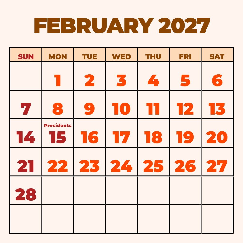 Cute February And March 2027 Calendar Printable Notes PDF Download