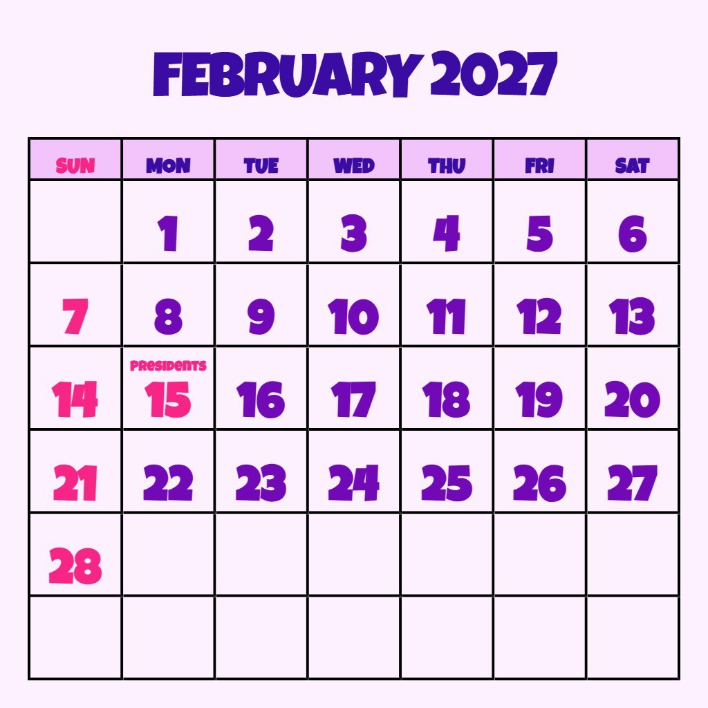 Editable February March 2027 Calendar Schedule Download