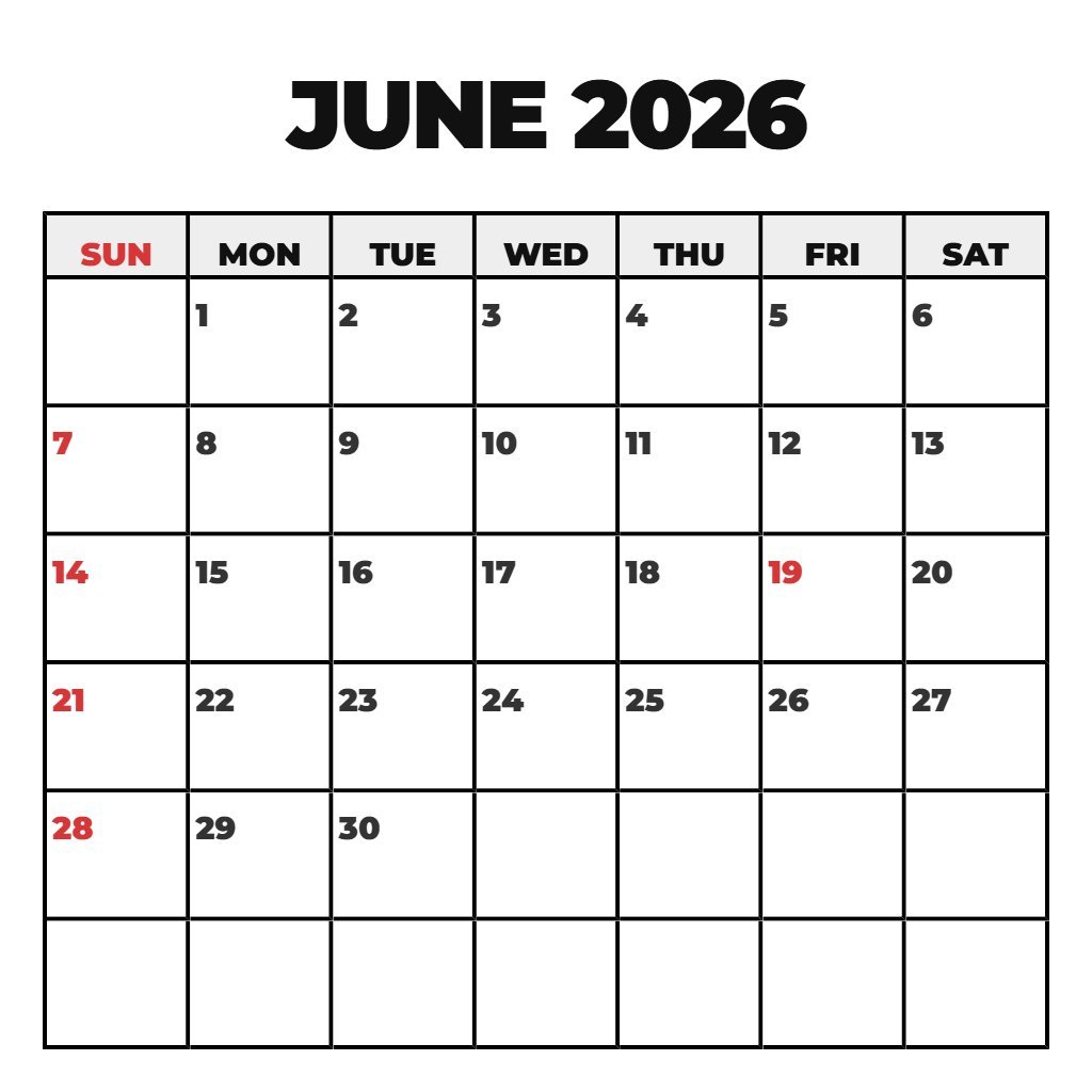 Editable Free June 2026 Calendar Printable Pdf Schedule PDF Download Editable Free June 2026 Calendar Printable Pdf Schedule PDF Download