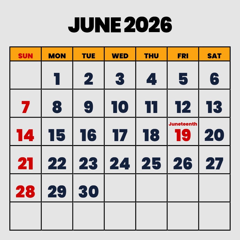 Editable Free June 2026 Printable Calendar Planning PDF Download