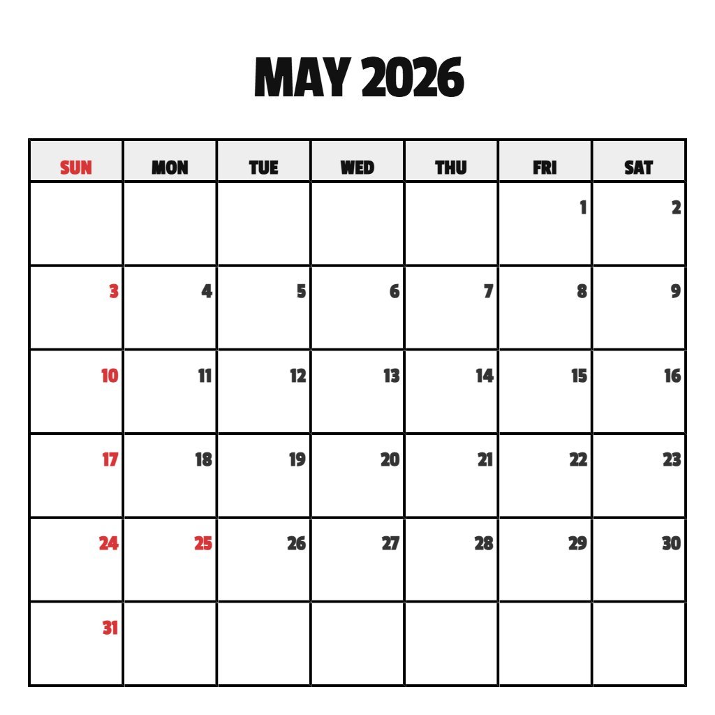 Editable Free May Calendar 2026 Printable Planning PDF Download Editable Free May Calendar 2026 Printable Planning PDF Download
