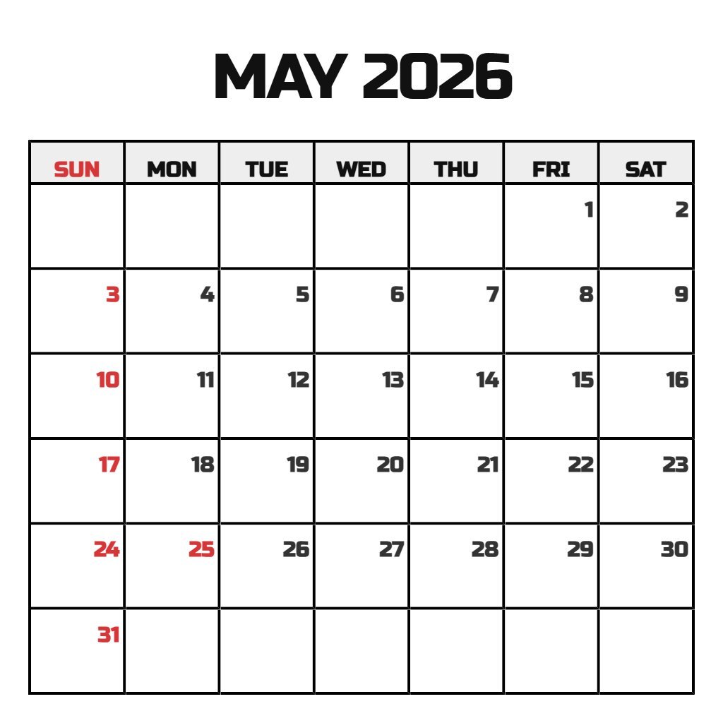 Cute Free May Printable Calendar 2026 Notes PDF Download