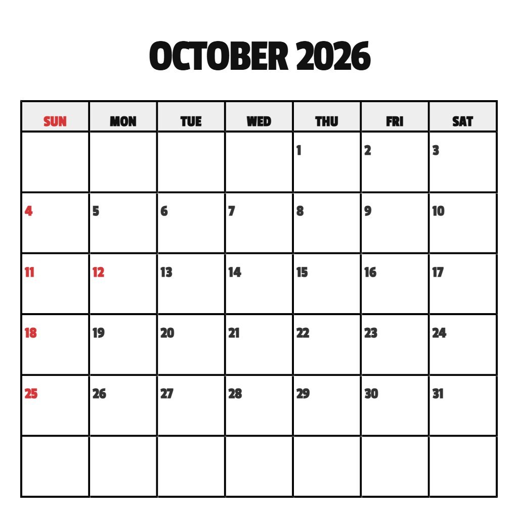 Custom Free October 2026 Calendar Notes PDF Custom Free October 2026 Calendar Notes PDF