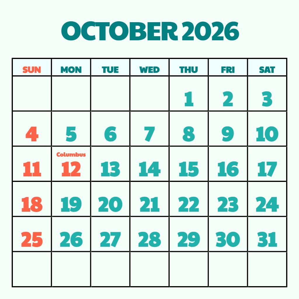 Editable Free October 2026 Calendar Wallpaper Download Editable Free October 2026 Calendar Wallpaper Download