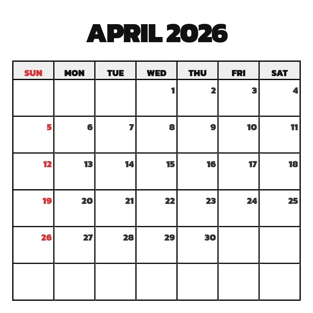 Editable Free Printable Calendar April 2026 Notes PDF Download
