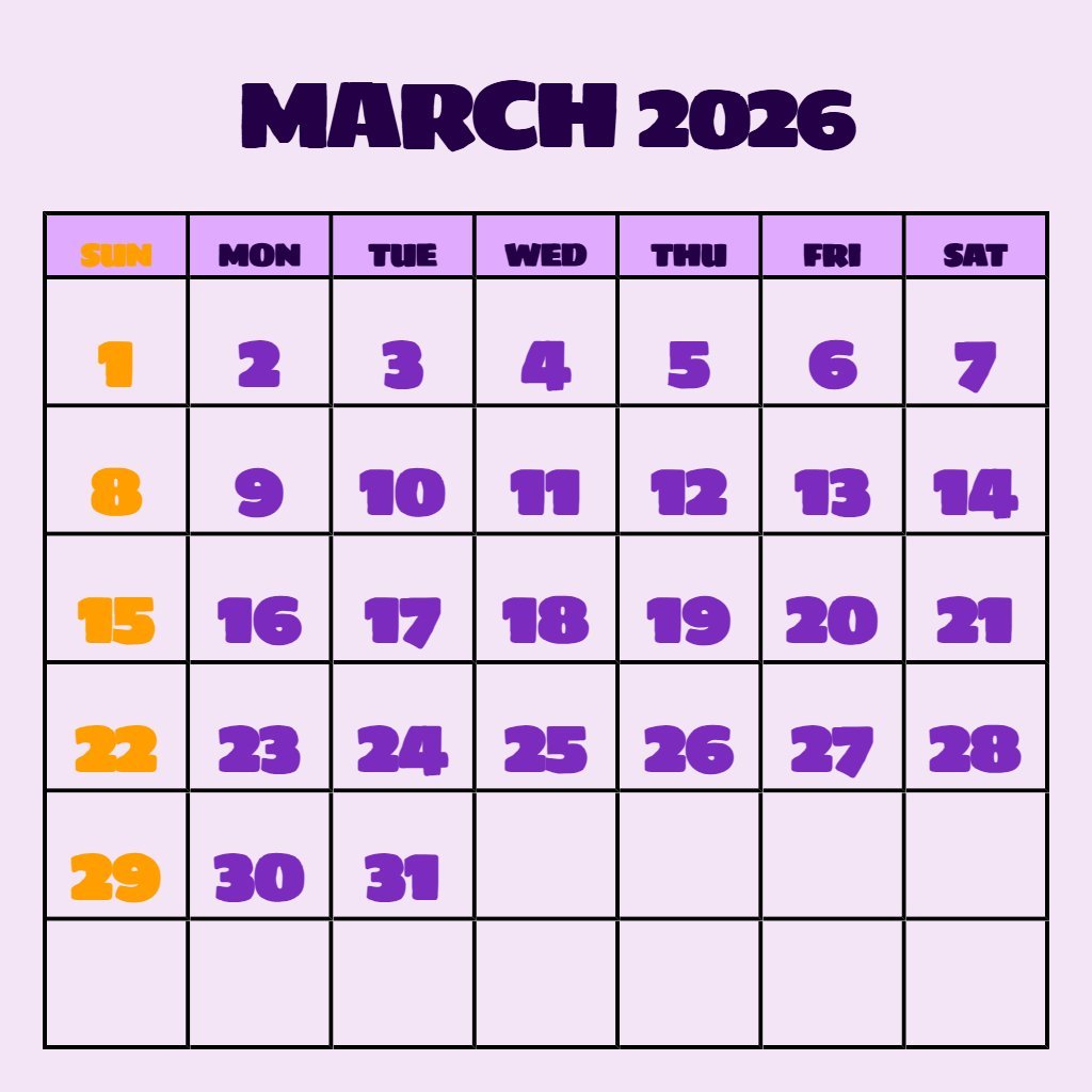 Editable Free Printable Calendar For March 2026 Planning PDF Download