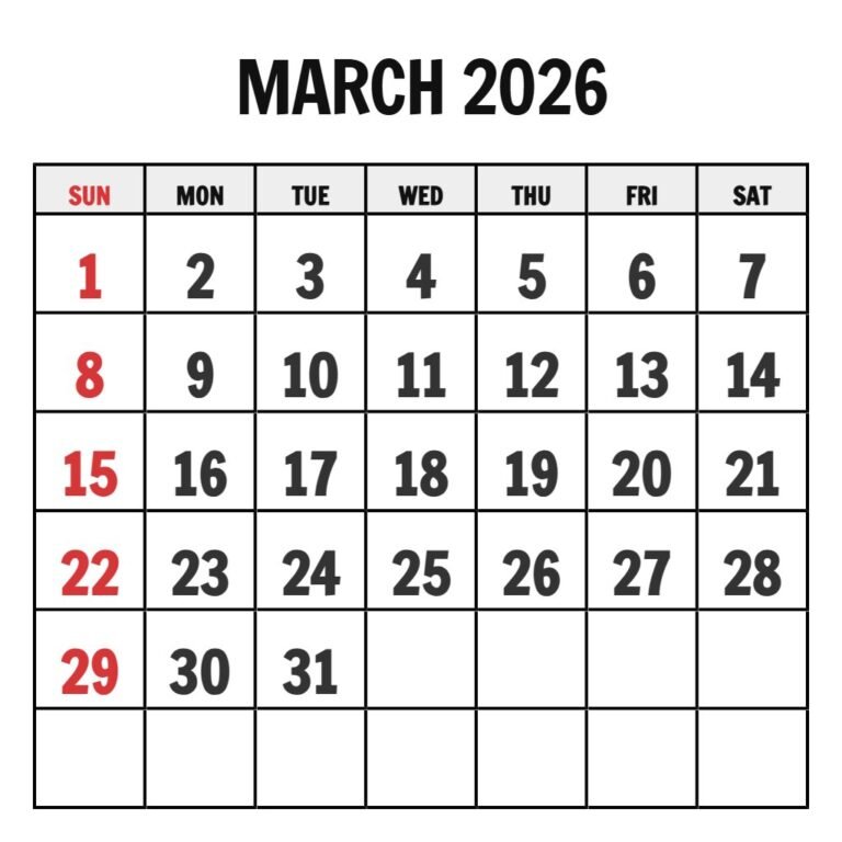 Free Printable Calendar For March 2026 PDF Download