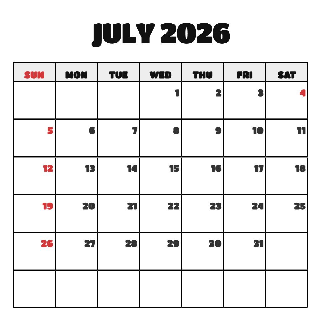 Editable Free Printable Calendar July 2026 June 2026 Planning PDF Download Editable Free Printable Calendar July 2026 June 2026 Planning PDF Download