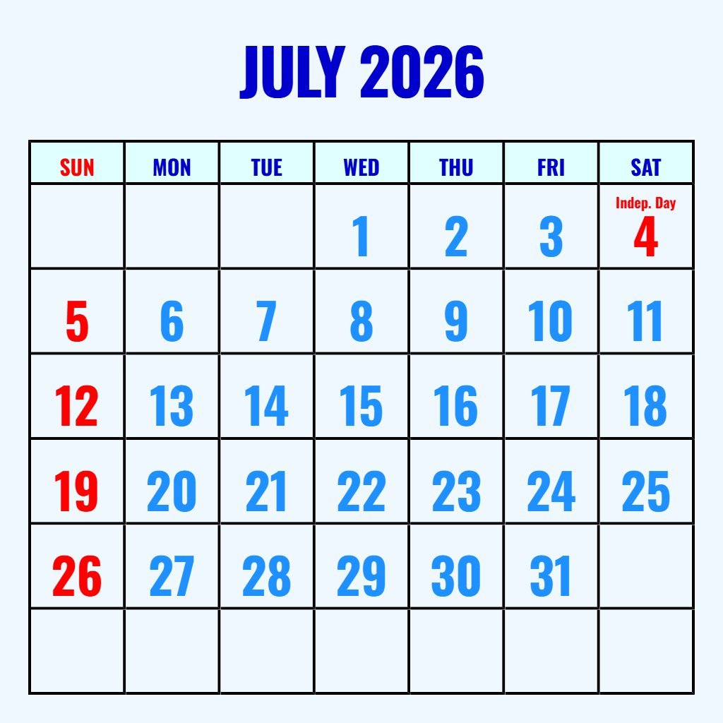 Editable Free Printable Calendar July 2026 June 2026 Schedule PDF Download Editable Free Printable Calendar July 2026 June 2026 Schedule PDF Download