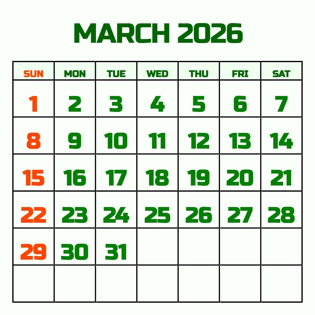 Editable Free Printable Calendar March 2026 Planning PDF Download